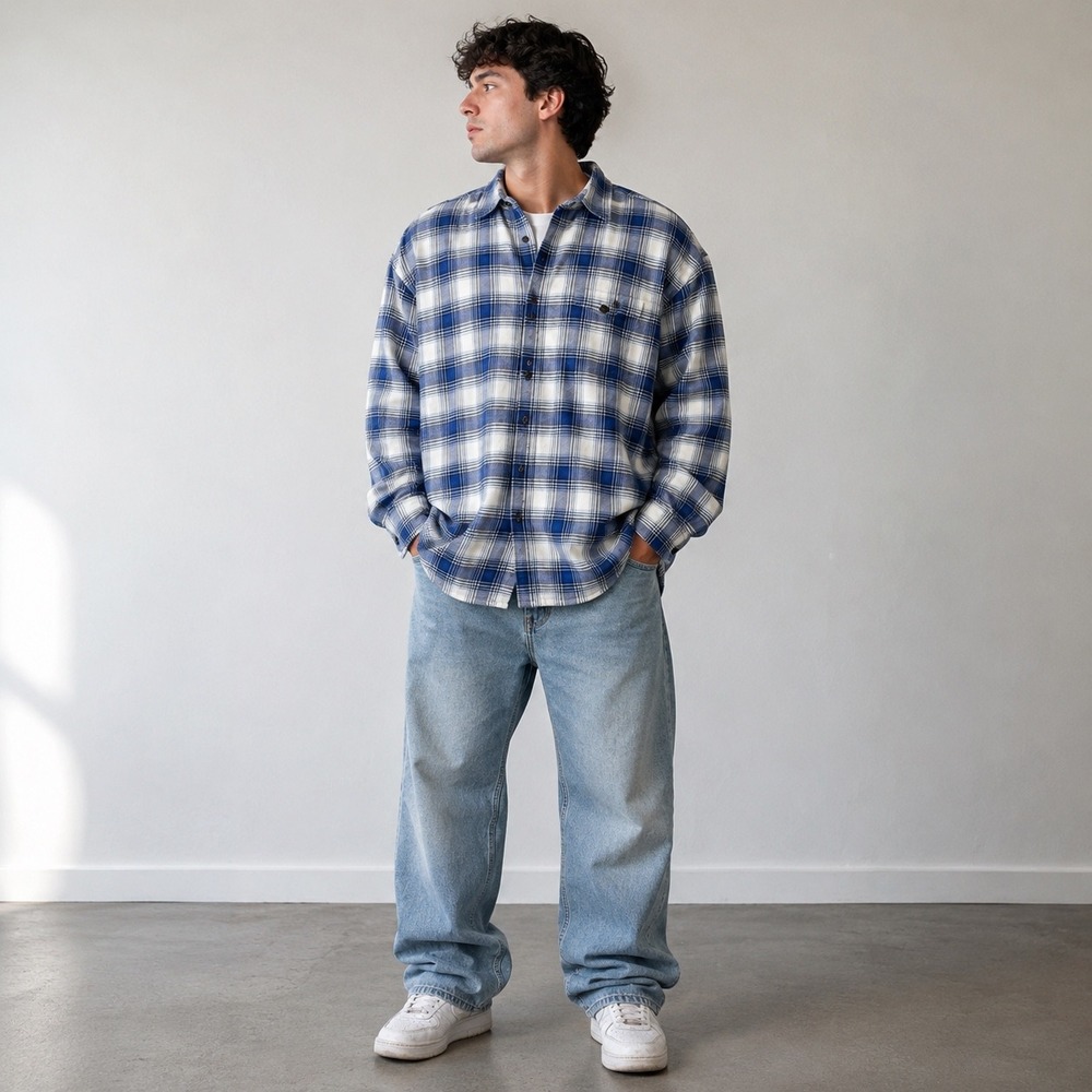 Patagonia Shirt Mens L Blue White Plaid Long Sleeve Organic Cotton Fjord Flannel